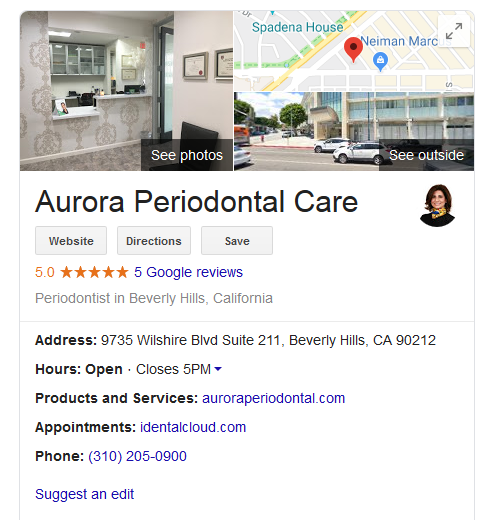 Google My Business page example
