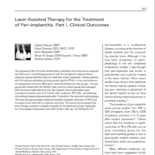 Laser-Assisted Therapy for the Treatment of Peri-implantitis. Part I. Clinical Outcomes